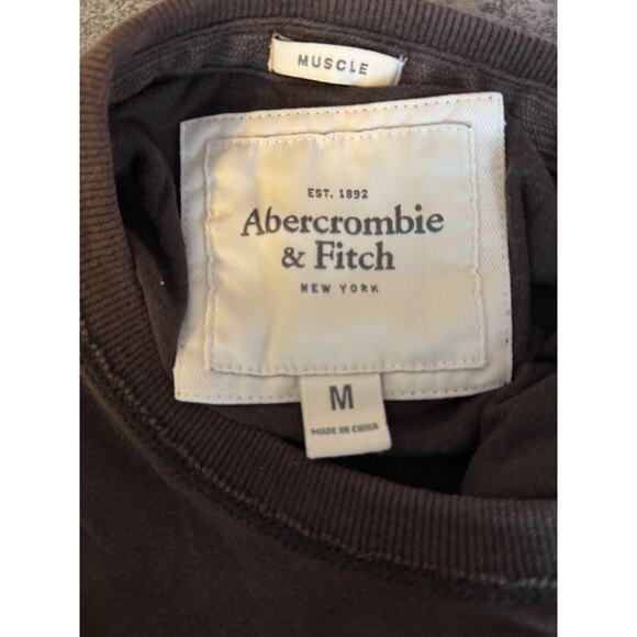 Y2K Abercrombie & Fitch Shirt Mens M Brown Muscle Tee Embroidered Spell Out 1892 - Picture 4 of 6